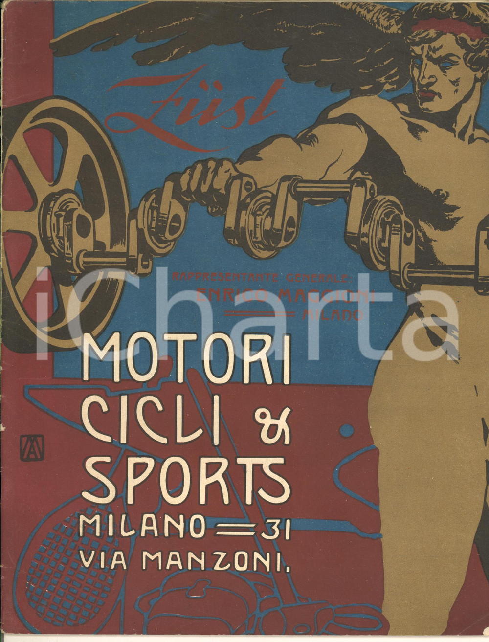 Giornale, rivista storica 1909 MILANO via Manzoni MOTORI, CICLI & SPORTS Vittorie IsottaFraschini RIVISTA 1