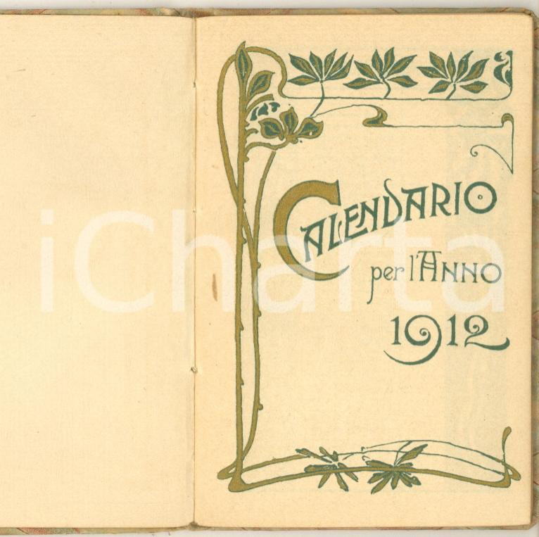 Oggetto da collezione cartaceo 1912 ITALIA Calendario tascabile  Decorazioni LIBERTY 9x6 cm 1