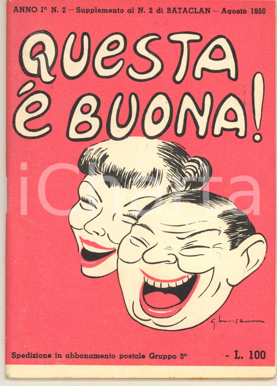 Libro, pubblicazione d epoca 1950 QUESTA E  BUONA Vignette umoristiche Rivista anno I n° 2 suppl. BATACLAN 1