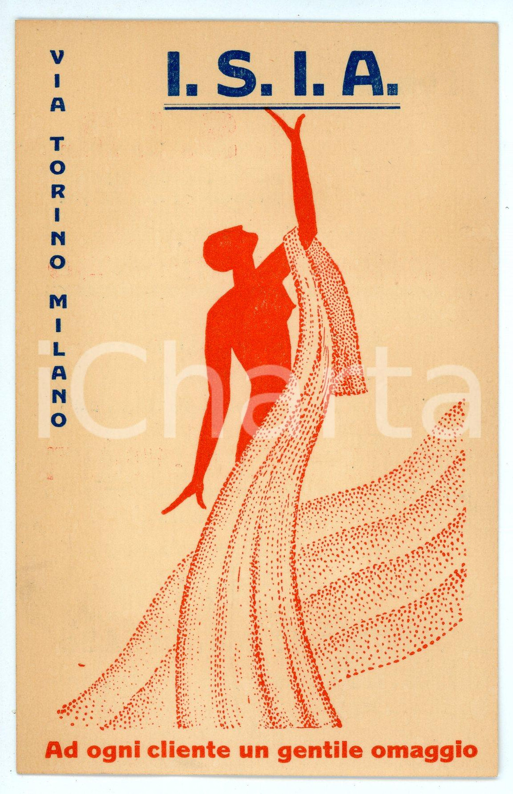 Oggetto da collezione cartaceo 1935 MILANO Via Torino  Tessuti I.S.I.A. Inaugurazione nuovo negozio  Invito 1