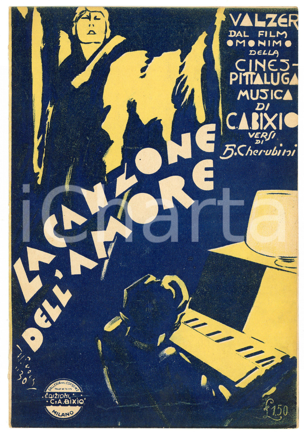 Oggetto da collezione cartaceo 1930 CHERUBINI  BIXIO La canzone dell amore  Spartito ILLUSTRATO 1