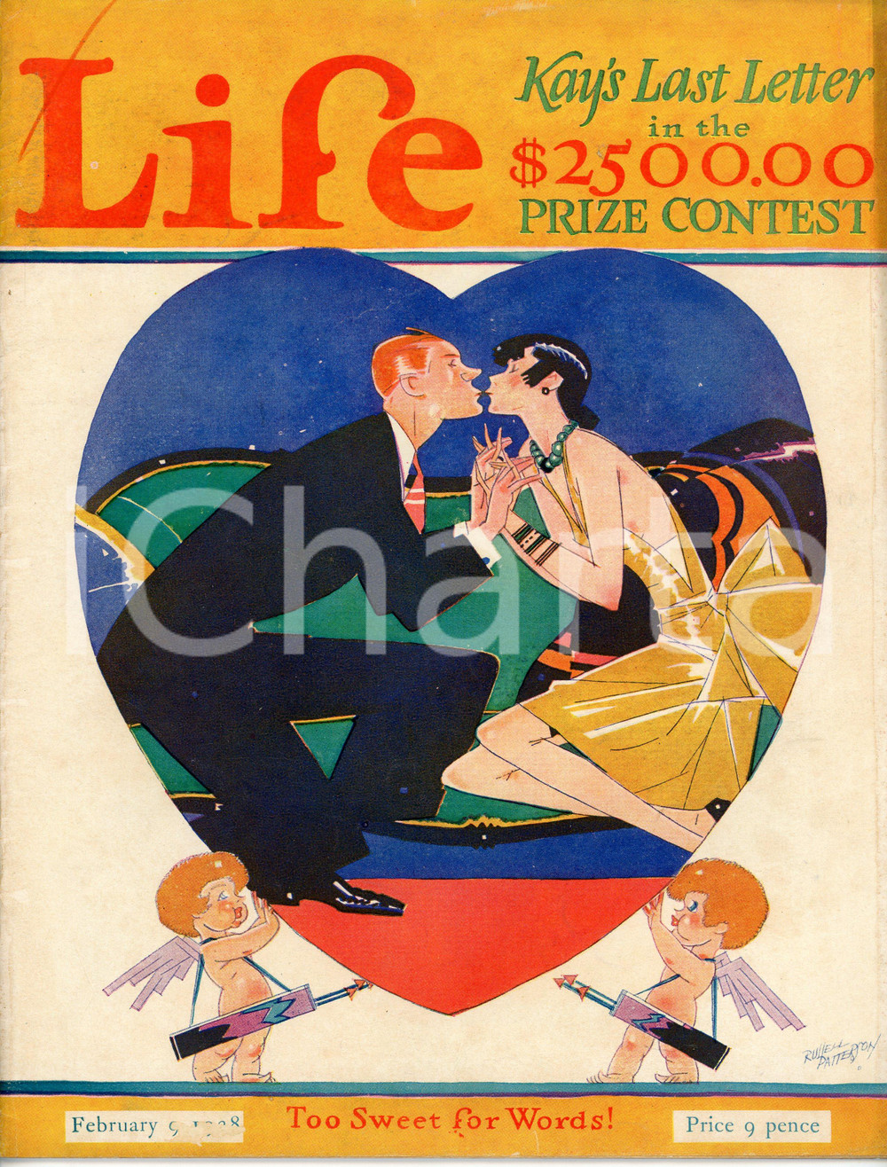 Giornale, rivista storica 1928 February 8 LIFE MAGAZINE #2362 Valentine’s Day  Art by Russell PATTERSON 1