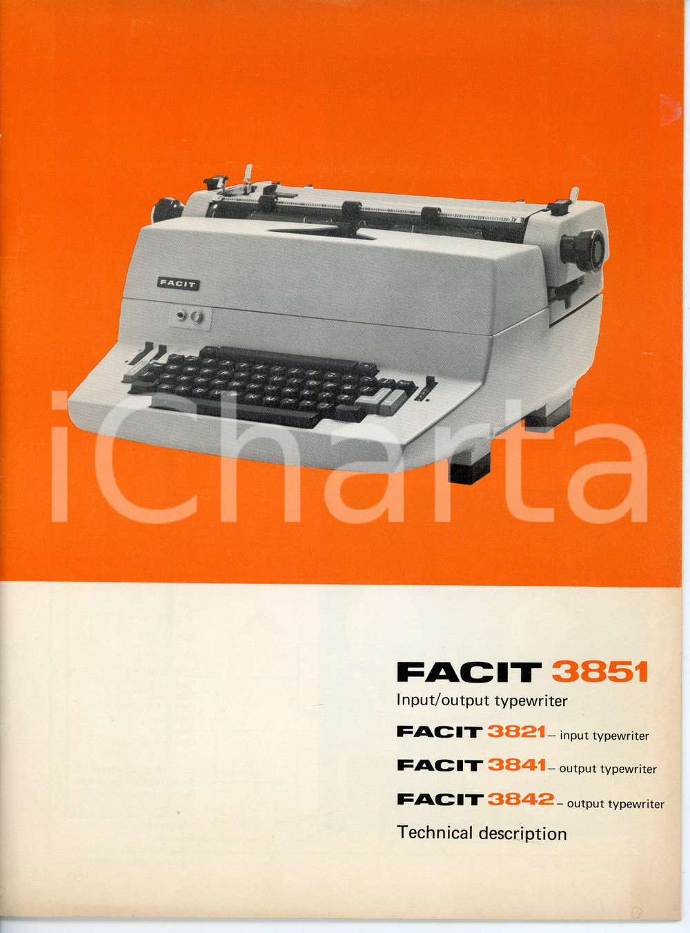 Libro, pubblicazione d epoca 1971 FACIT 3851 Input/output typewriter  Technical description 1