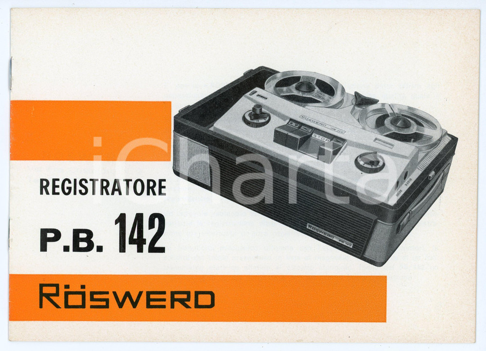 Materiale pubblicitario d’epoca 1960 ca ROSWERD Registratore P.B. 142 Norme per l uso  Pubblicazione 1