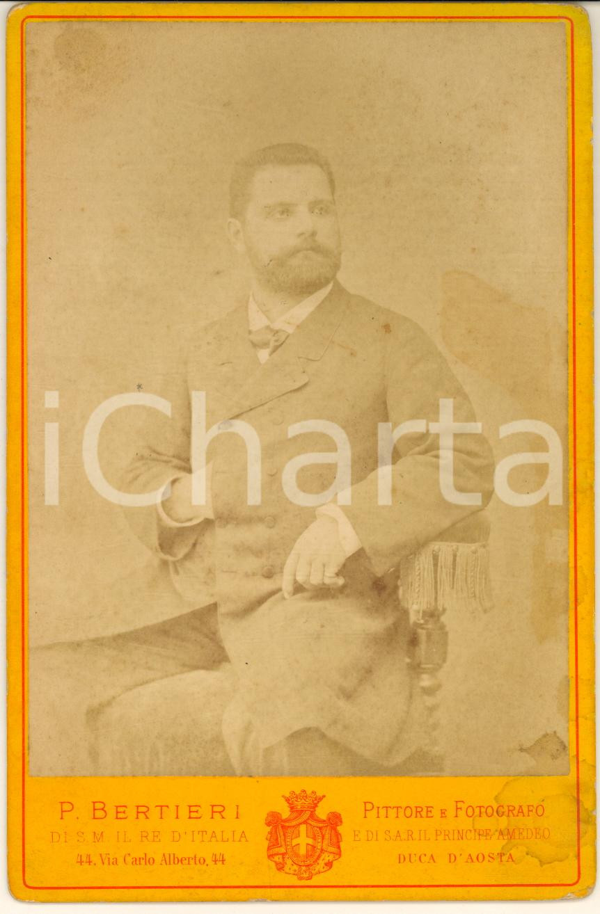 Fotografia d epoca originale 1905 ca TORINO Ritratto del giovane Carlo FERRARI con autografo Foto BERTIERI 1