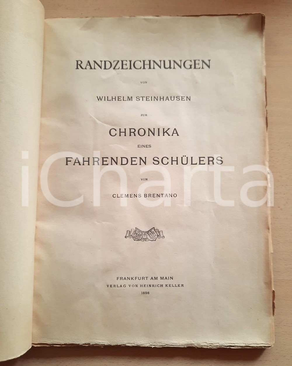 Libro, pubblicazione d epoca 1898 Randzeichnungen Wilhelm STEINHAUSEN zur Chronika Clemens BRENTANO AUTOGRAPH 1
