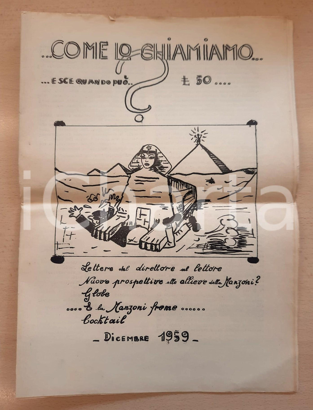 Giornale, rivista storica 1959 MILANO Scuola Superiore Femminile MANZONI  Giornale d istituto n° 1 1