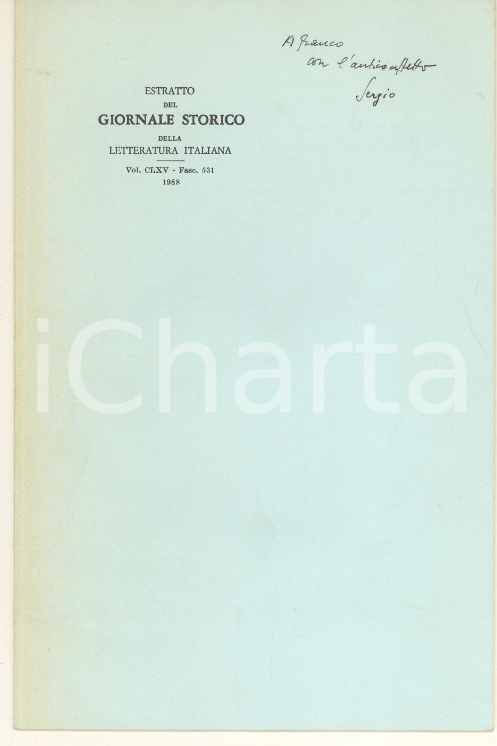 Libro, pubblicazione d epoca 1988 Sergio ROMAGNOLI Rassegna bibliografica Invio AUTOGRAFO 14 pp. 1