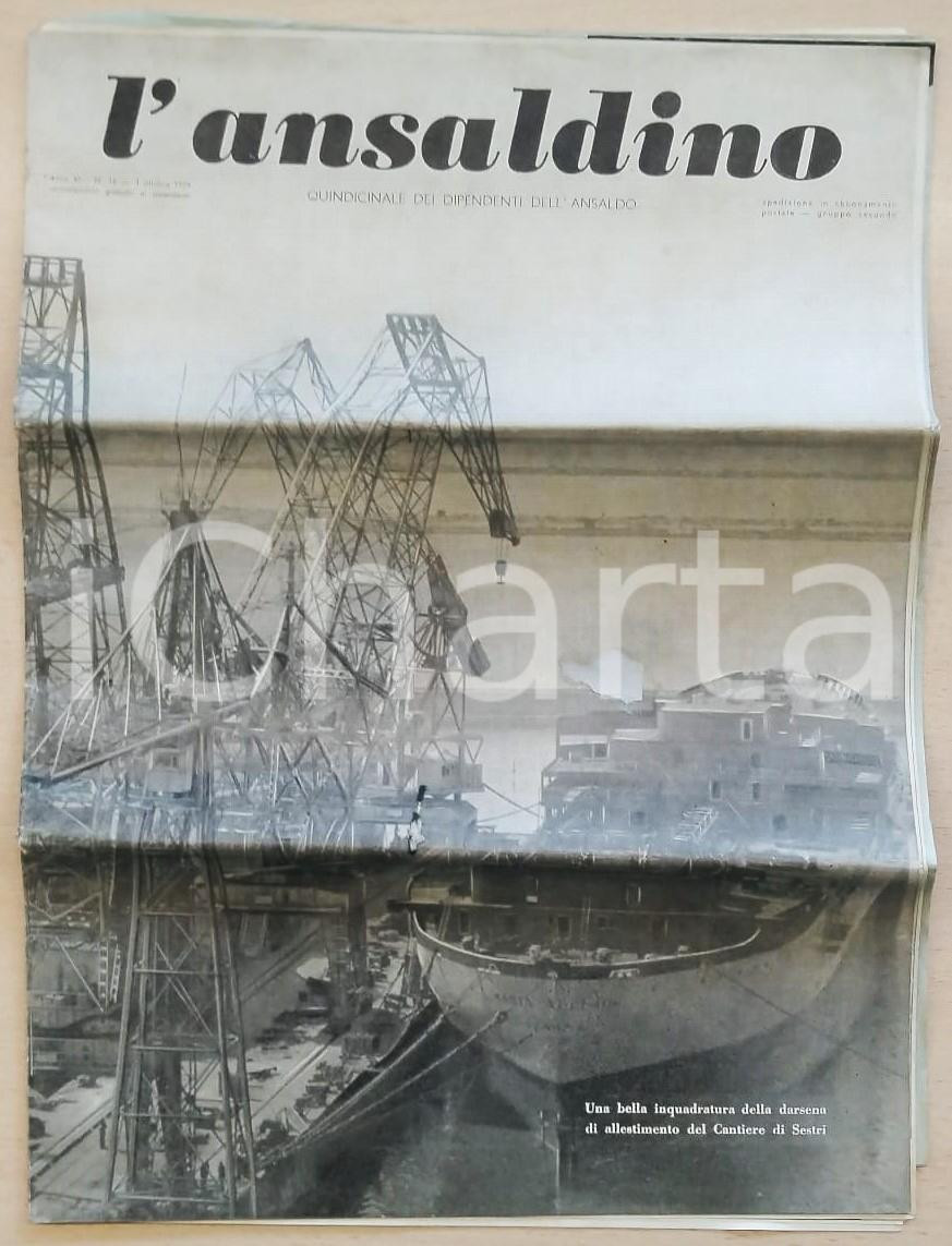 Giornale, rivista storica 1959 L ANSALDINO Anno VI n.16 Darsena cantiere di SESTRI Quindicinale ANSALDO 1