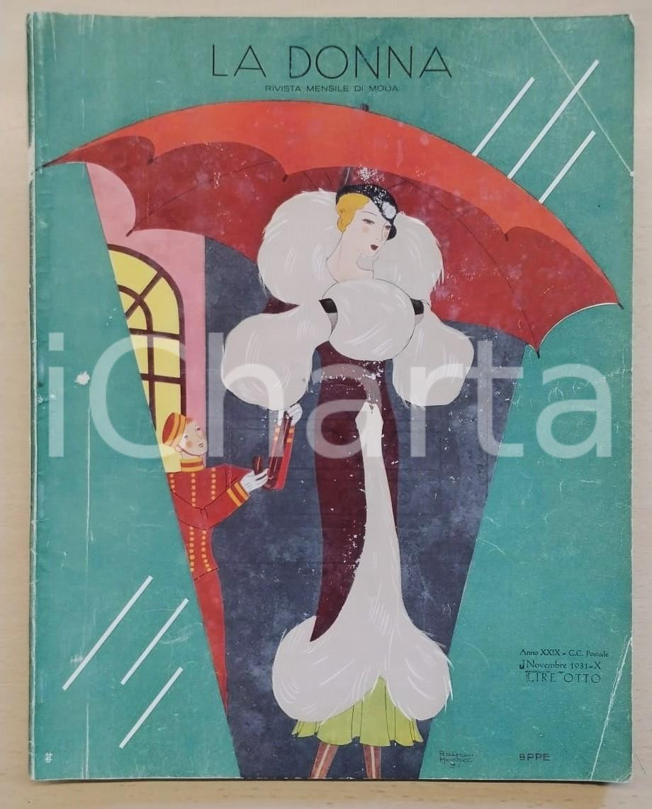 Giornale, rivista storica Novembre 1931 LA DONNA Anno XXIX Rivista di moda  Ill. R. MARREC 1