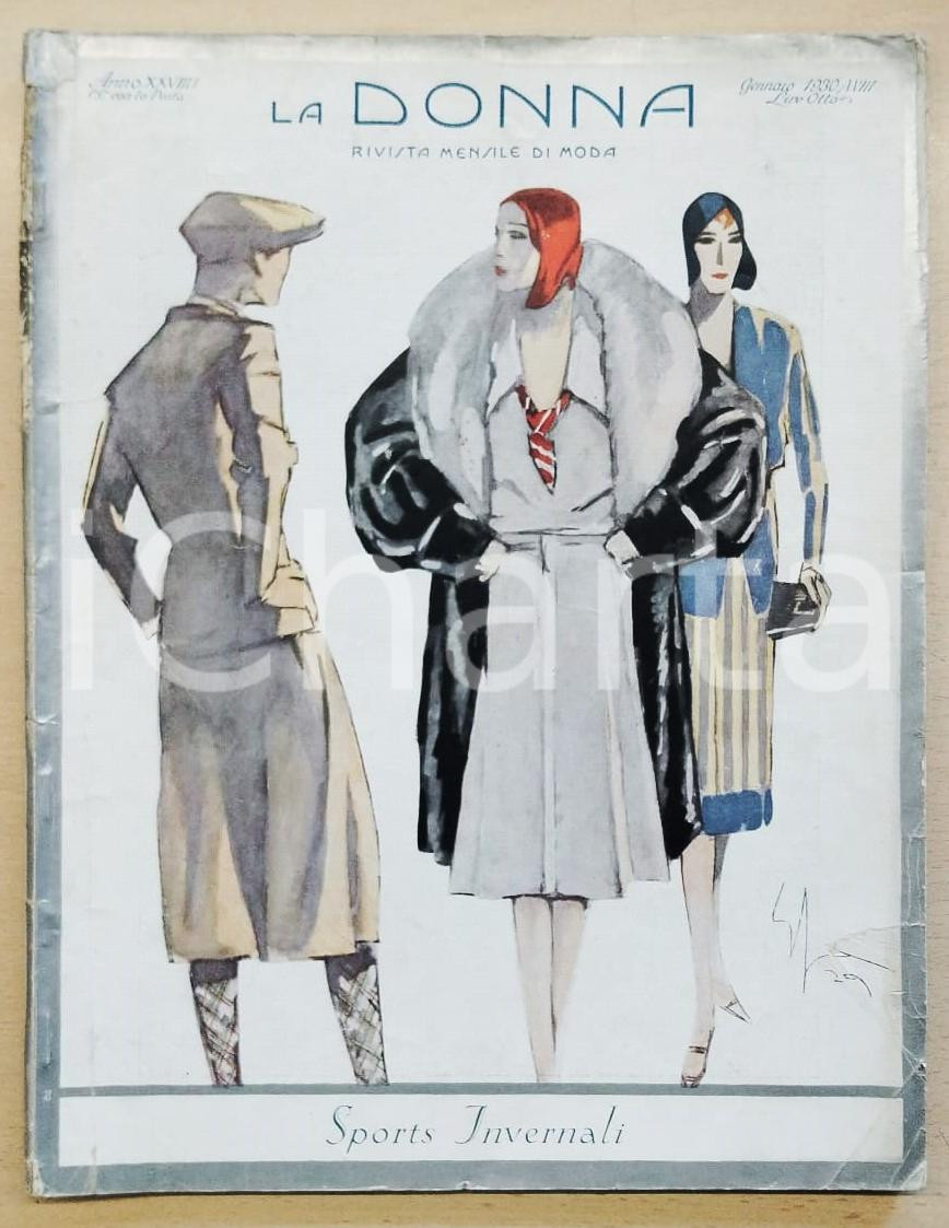Giornale, rivista storica Gennaio 1930 LA DONNA Anno XXVIII Sports invernali di Enrico SACCHETTI Rivista 1