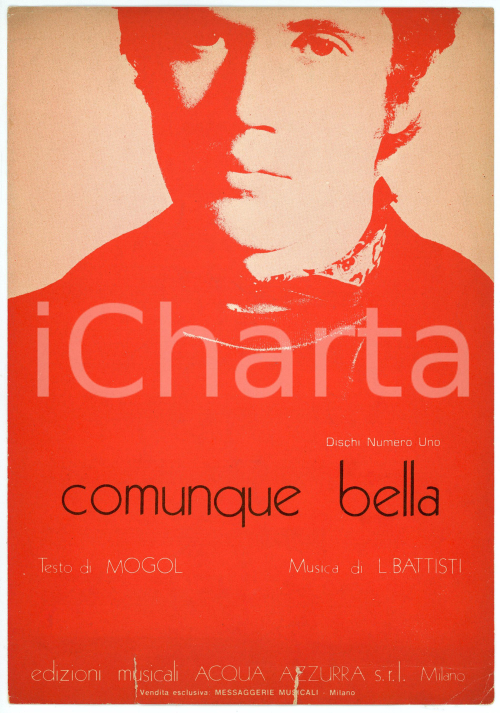 Oggetto da collezione cartaceo 1972 Lucio BATTISTI  MOGOL Comunque bella  Spartito Edizioni ACQUA AZZURRA 1
