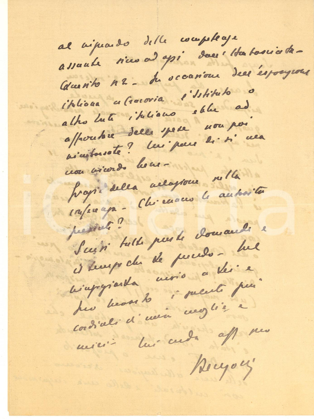 Autografo originale 1935 KATOWICE POLAND  Giorgio BENZONI su attività di ricerca AUTOGRAFO 1