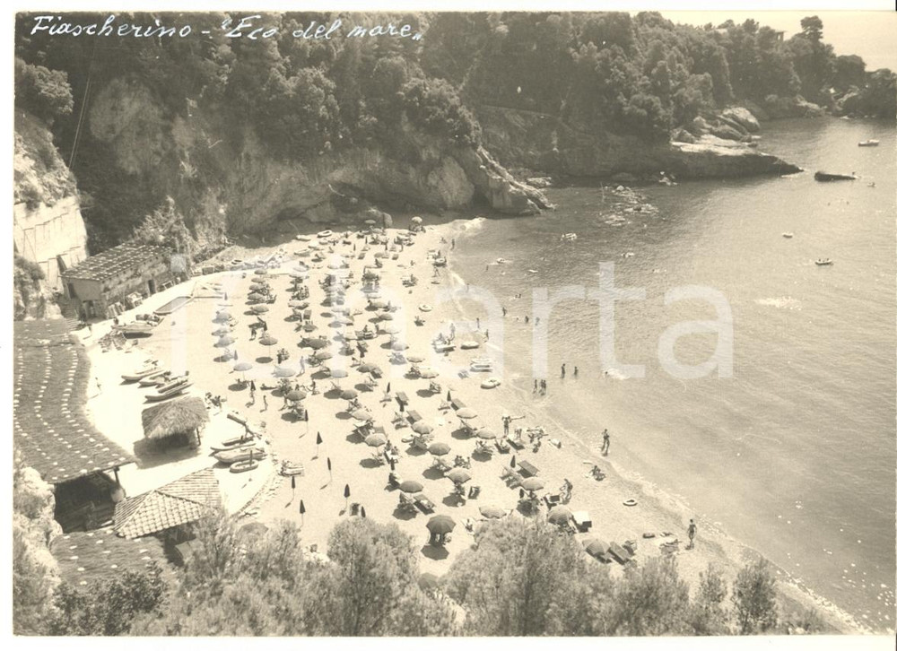 Fotografia d epoca originale 1965 ca FIASCHERINO /LERICI Veduta della spiaggia Foto bozzetto cartolina 1