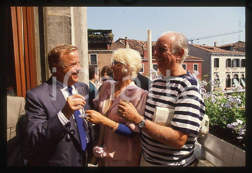 Fotografia d epoca originale 1988 VENEZIA Franco ZEFFIRELLI con Dario FO e Franca RAME 35mm VINTAGE SLIDE 1 1