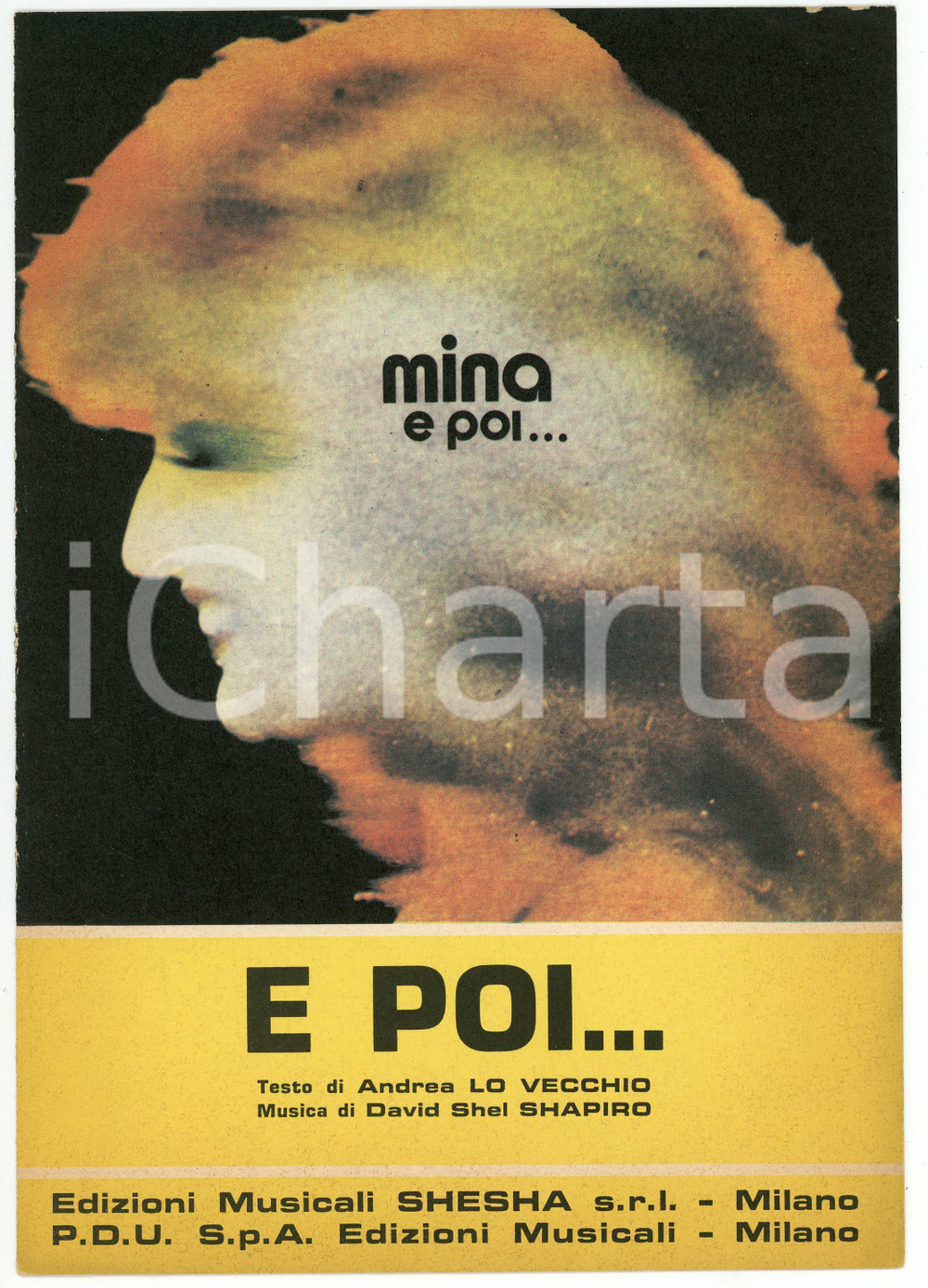 Oggetto da collezione cartaceo 1973 MINA E poi... di Andrea LO VECCHIO David Shel SHAPIRO Edizioni SHESHA PDU 1