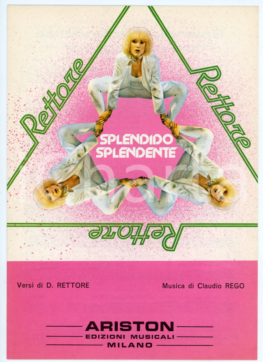 Oggetto da collezione cartaceo 1979 Donatella RETTORE Splendido splendente  Edizioni musicali ARISTON Spartito 1