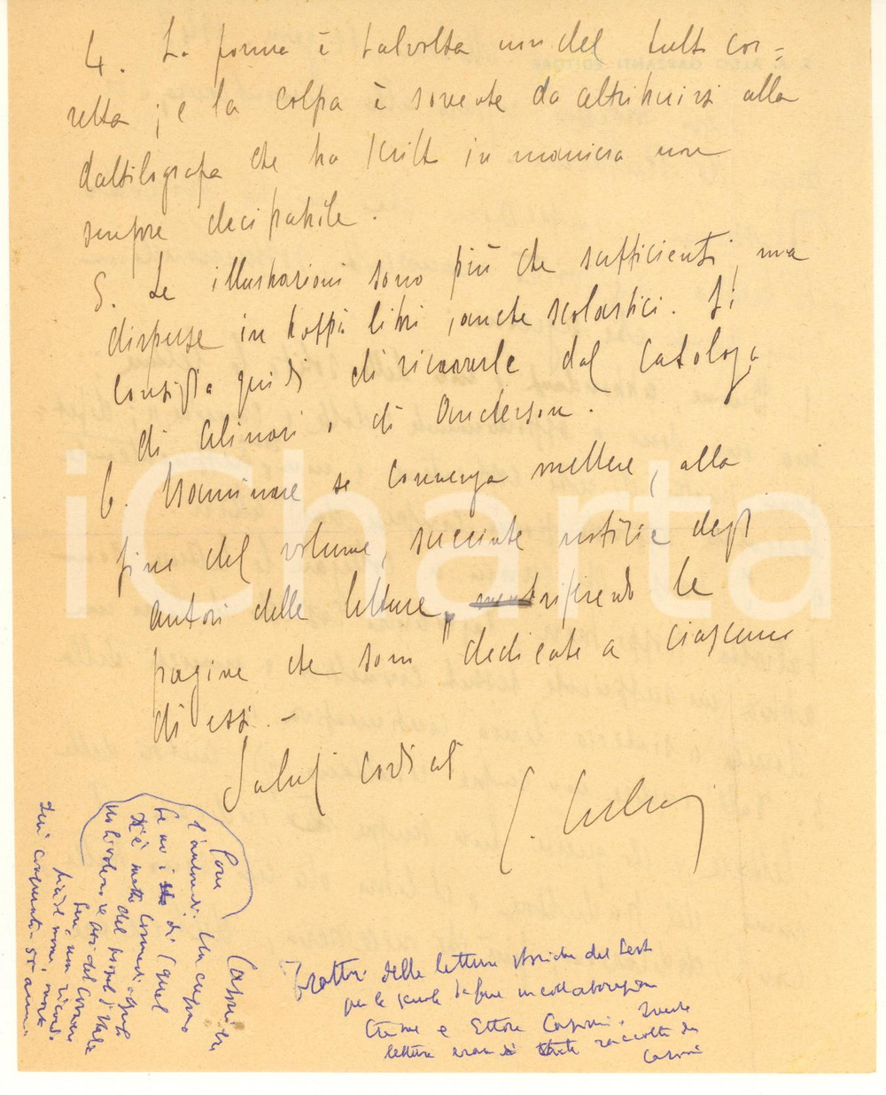 Autografo originale 1943 MILANO Lettera Carlo CULCASI su manoscritto inviato a Garzanti Autografo 1