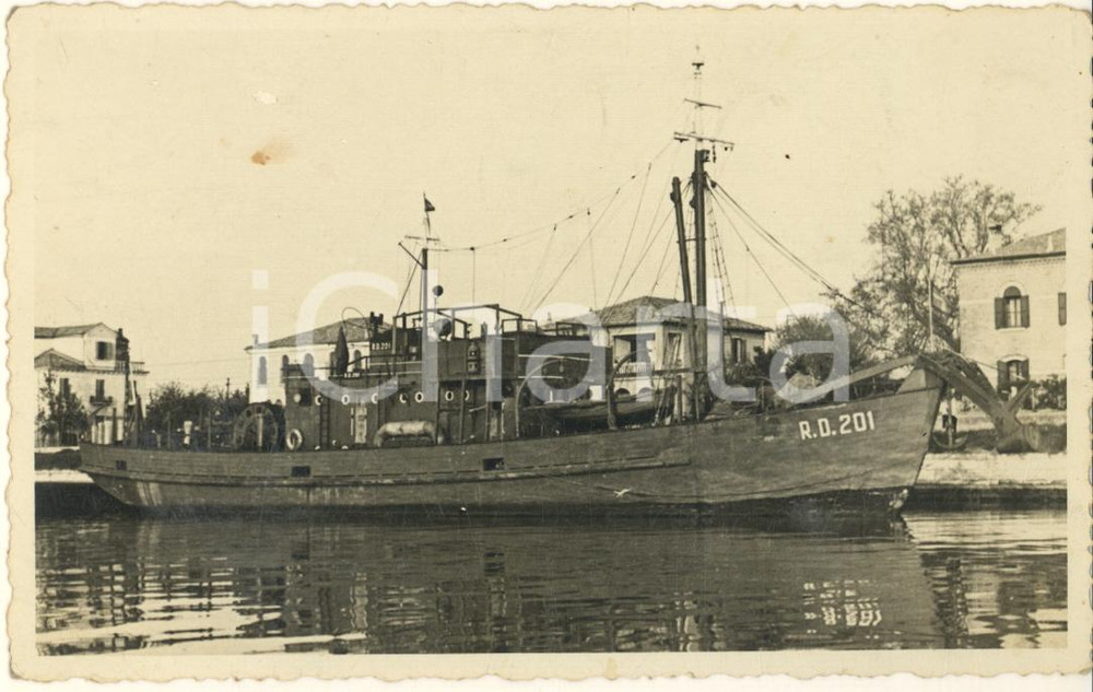 Fotografia d epoca originale 1954 FORMIA /LATINA Dragamine R.D. 201 in porto Foto cartolina 1