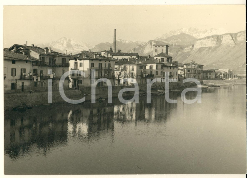 Fotografia d epoca originale 1950 ca BRIVIO LC Veduta panoramica dal fiume Adda Foto 15x10 cm 1