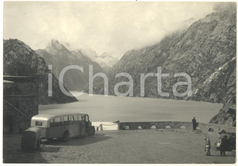 Fotografia d epoca originale 1950 ca SVIZZERA Passo del GRIMSEL  Grimselsee Foto ANIMATA pullmino 15x10 1