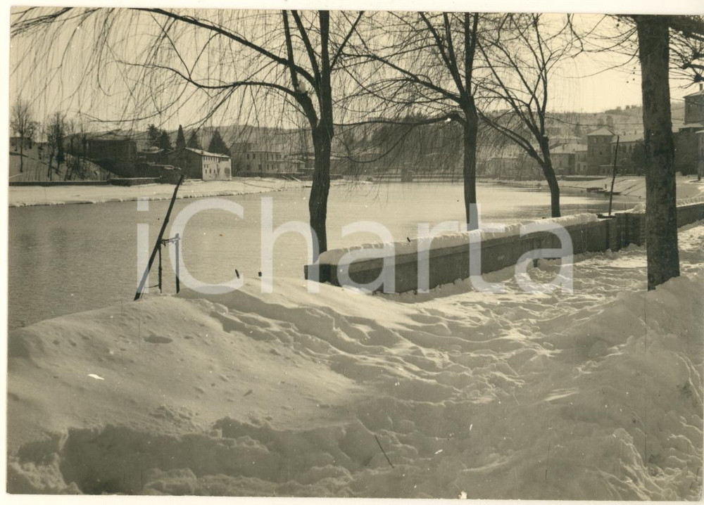 Fotografia d epoca originale 1950 ca BRIVIO  Lungofiume  Veduta invernale con la neve Foto 15x10 cm 1