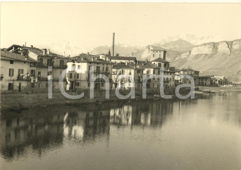 Fotografia d epoca originale 1950 ca BRIVIO LC Veduta panoramica dal fiume Adda Foto 15x10 cm 1