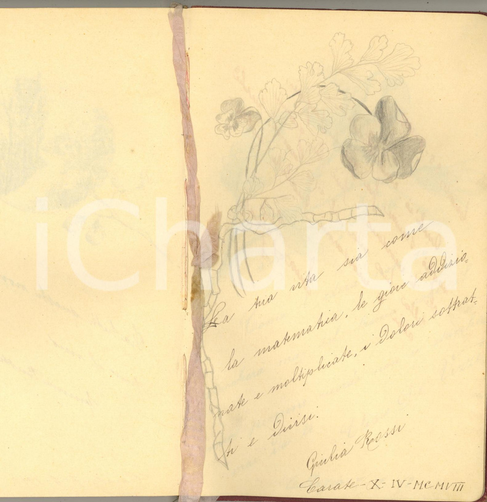 Manoscritto, lettera originale 191819 CARATE BRIANZA Diario dediche compagne e suore Istituto Canossiano 1