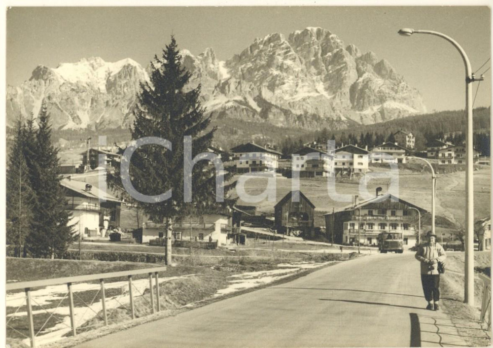 Fotografia d epoca originale 1950 ca CORTINA D AMPEZZO  Panorama con il Monte Cristallo Foto ANIMATA 15x10 1
