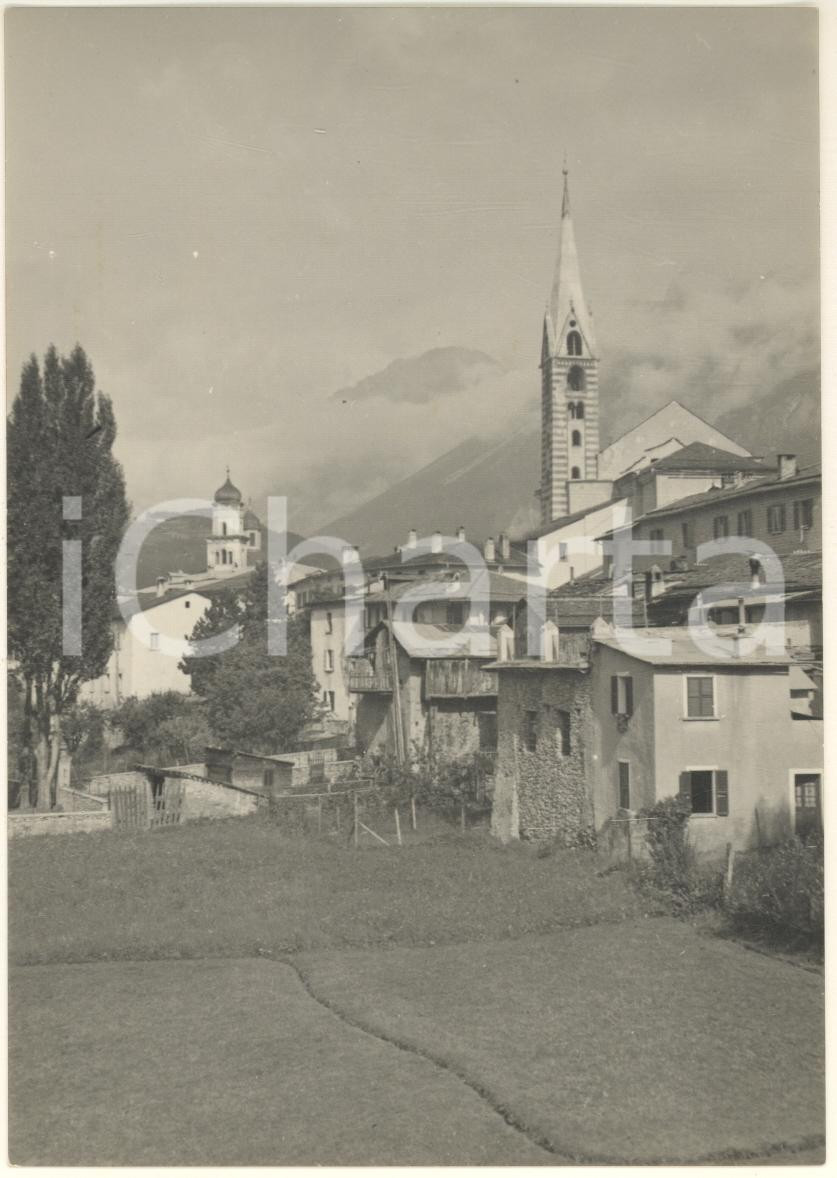 Fotografia d epoca originale 1950 ca BORMIO SO Veduta con chiesa SS. Gervasio e Protaso Foto 10x15 cm 1