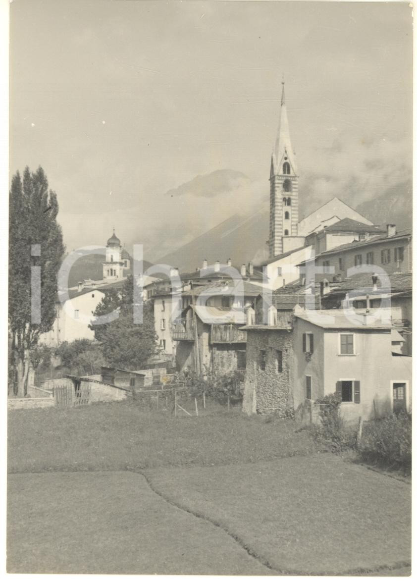 Fotografia d epoca originale 1950 ca BORMIO SO Veduta con chiesa SS. Gervasio e Protaso Foto 10x15 1