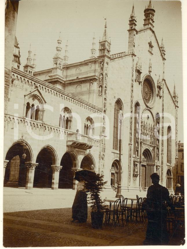 Fotografia d epoca originale 1910 ca COMO Veduta del Duomo Foto ANIMATA VINTAGE 8x11 cm 1