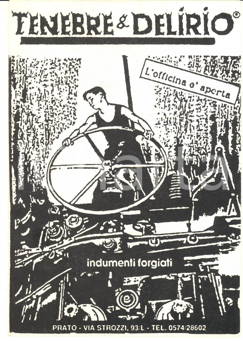 Materiale pubblicitario d’epoca 2000 ca PRATO  TENEBRE & DELIRIO Abbigliamento era cibernetica Cartolina 1