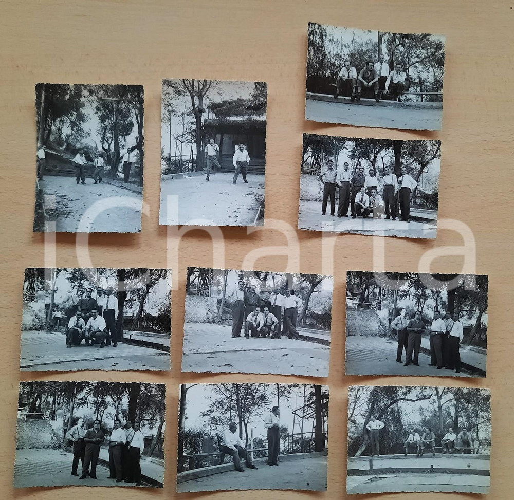 Fotografia d epoca originale 1956 GENOVA SAMPIERDARENA Partite a bocce tra colleghi Lotto 10 foto 10x7 cm 1
