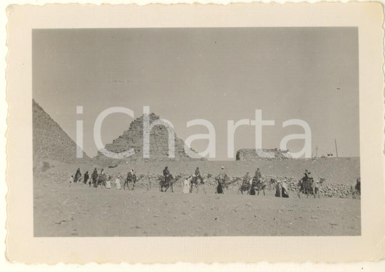 Fotografia d epoca originale 1935 ca EGITTO  Piana di GIZA  Carovana di cammelli  Foto COSTUME 10x7 cm 1