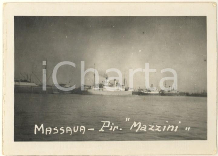 Fotografia d epoca originale 1935 ca AOI MASSAUA ERITREA Piroscafo MAZZINI in porto  Foto 10x7 cm 1