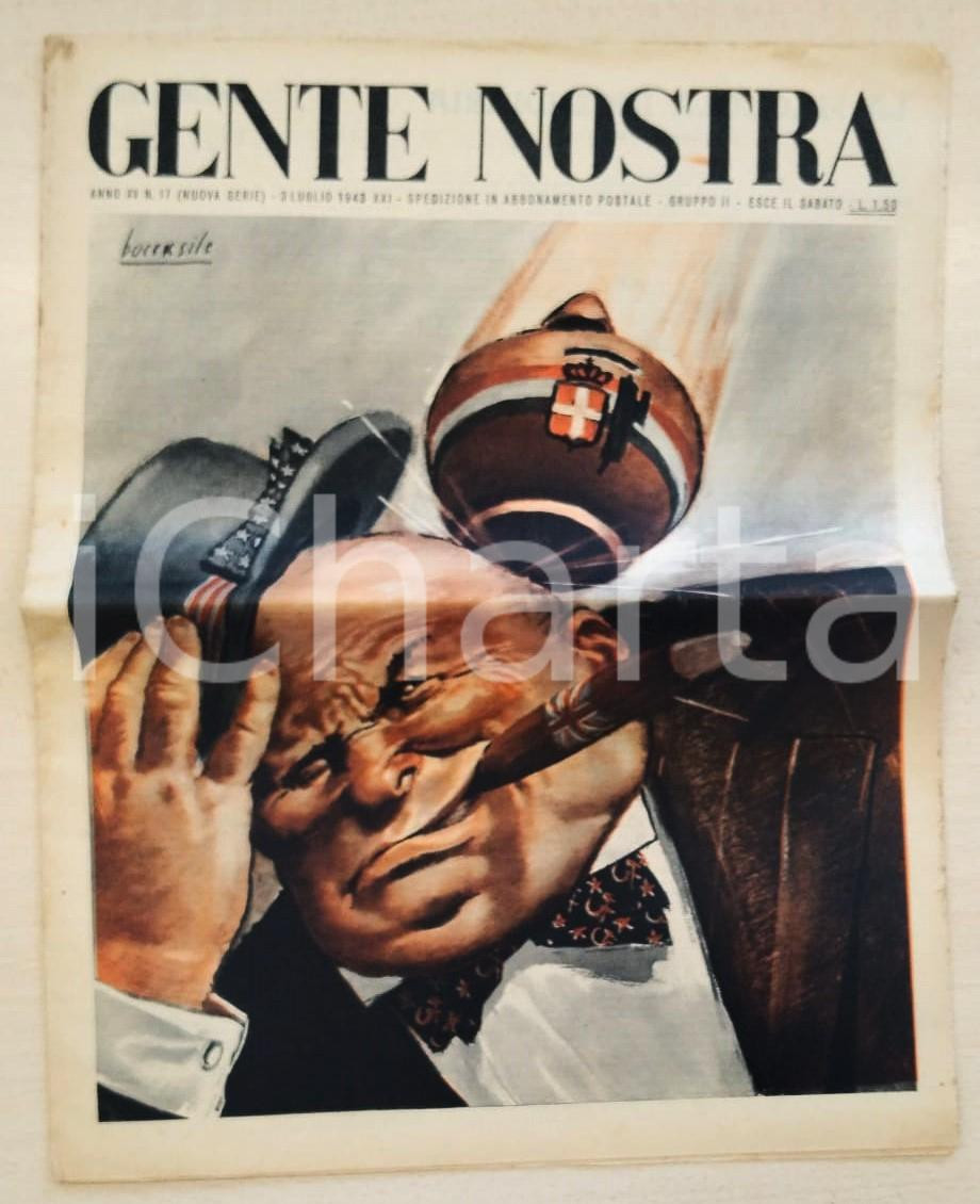 Giornale, rivista storica 1943 GENTE NOSTRA Anno XV n.17 Winston CHURCHILL Ill. di BOCCASILE Settimanale 1