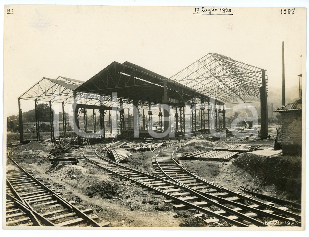 Fotografia d epoca originale 1920 BRESCIA Via dei bagni 4 FONDERIA VANZANI Costruzione capannoni  Foto 1