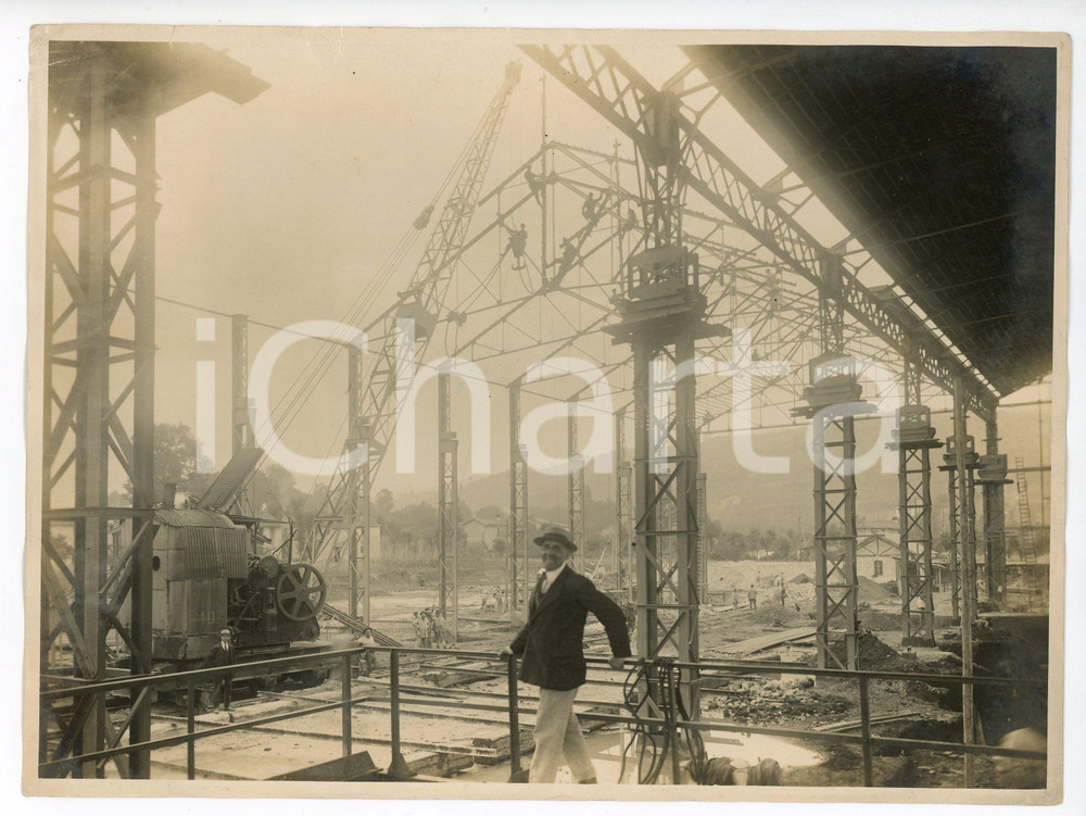 Fotografia d epoca originale 1920 BRESCIA Via dei bagni 4 FONDERIA VANZANI Operai durante costruzione Foto 3 1