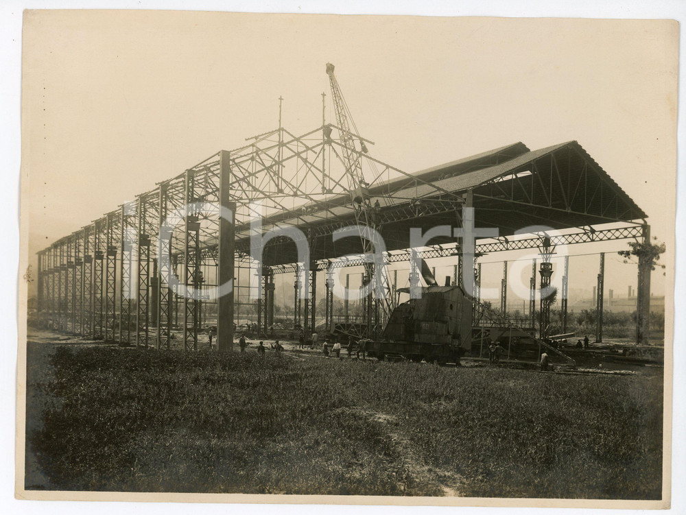Fotografia d epoca originale 1920 BRESCIA Via dei bagni 4 FONDERIA VANZANI Operai durante costruzione Foto 2 1