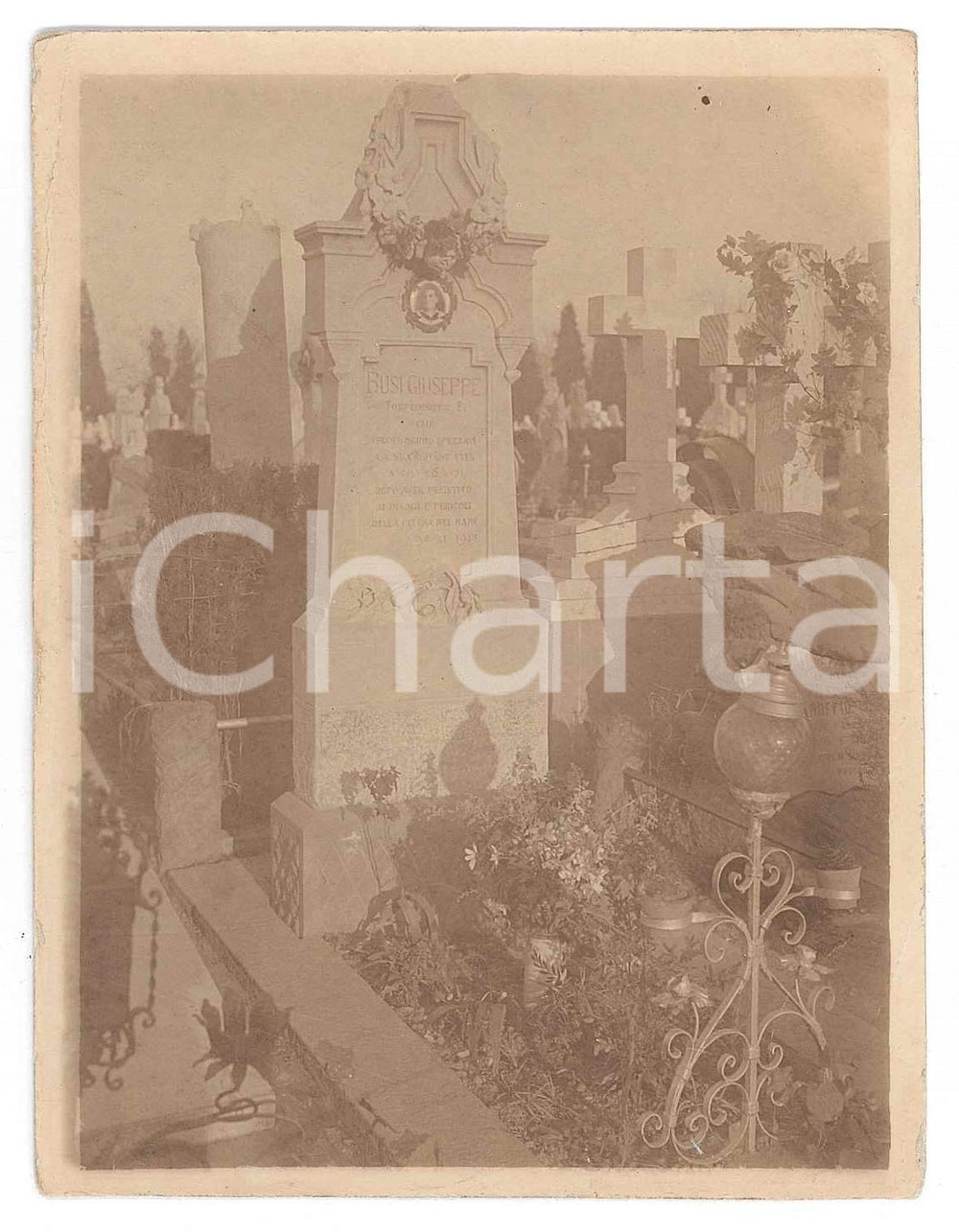 Fotografia d epoca originale 1913 LOMBARDIA  Giuseppe BUSI torpediniere Foto lapide cimitero 9x12 cm 1 1