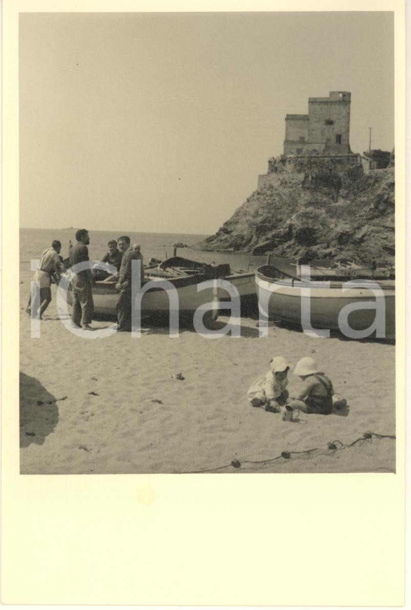 Fotografia d epoca originale 1960 ca MONTEROSSO AL MARE  Spiaggia e Torre Aurora Foto animata 10x15 1