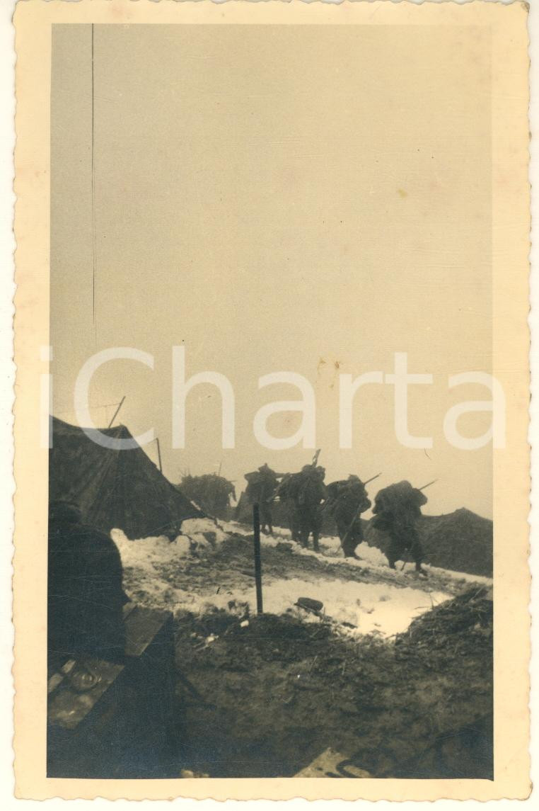Fotografia d epoca originale 1940 WW2 ALPI FRANCESI Zona Autaret  Plotone italiano in quota Foto 9x14 cm 1