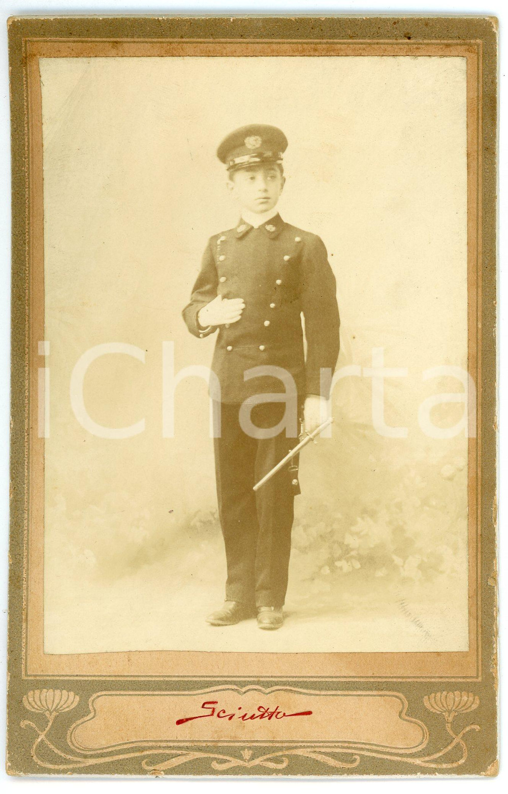 Fotografia d epoca originale 1930 ca GENOVA  REGIO ESERCITO Giovane allievo di accademia militare  SCIUTTO 1