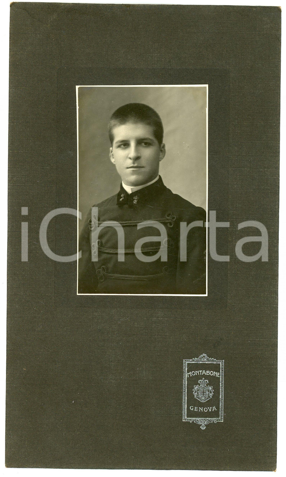 Fotografia d epoca originale 1910 ca GENOVA  REGIO ESERCITO Ritratto di un giovane allievo  Foto MONTABONE 1