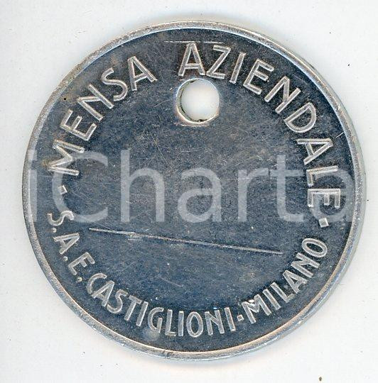 Oggetto da collezione cartaceo 1955 ca MILANO  S.A.E. CASTIGLIONI Targhetta per mensa aziendale NON INCISA 1