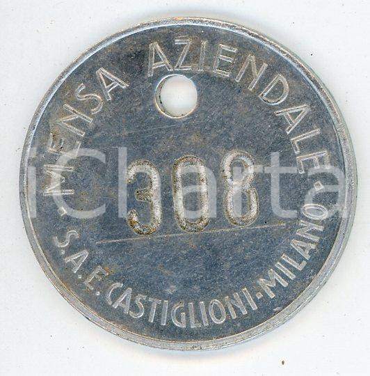 Oggetto da collezione cartaceo 1955 ca MILANO  S.A.E. CASTIGLIONI Targhetta per mensa aziendale 1 1