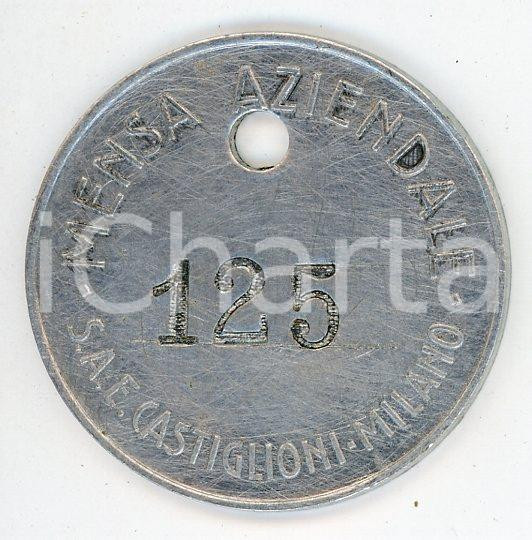 Oggetto da collezione cartaceo 1955 ca MILANO  S.A.E. CASTIGLIONI Targhetta per mensa aziendale 1