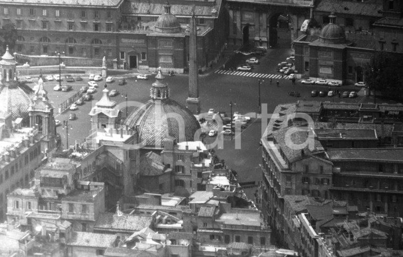 Fotografia d epoca originale 1970ca ROMA Scatto aereo della Piazza del Popolo NEGATIVO ORIGINALE 1
