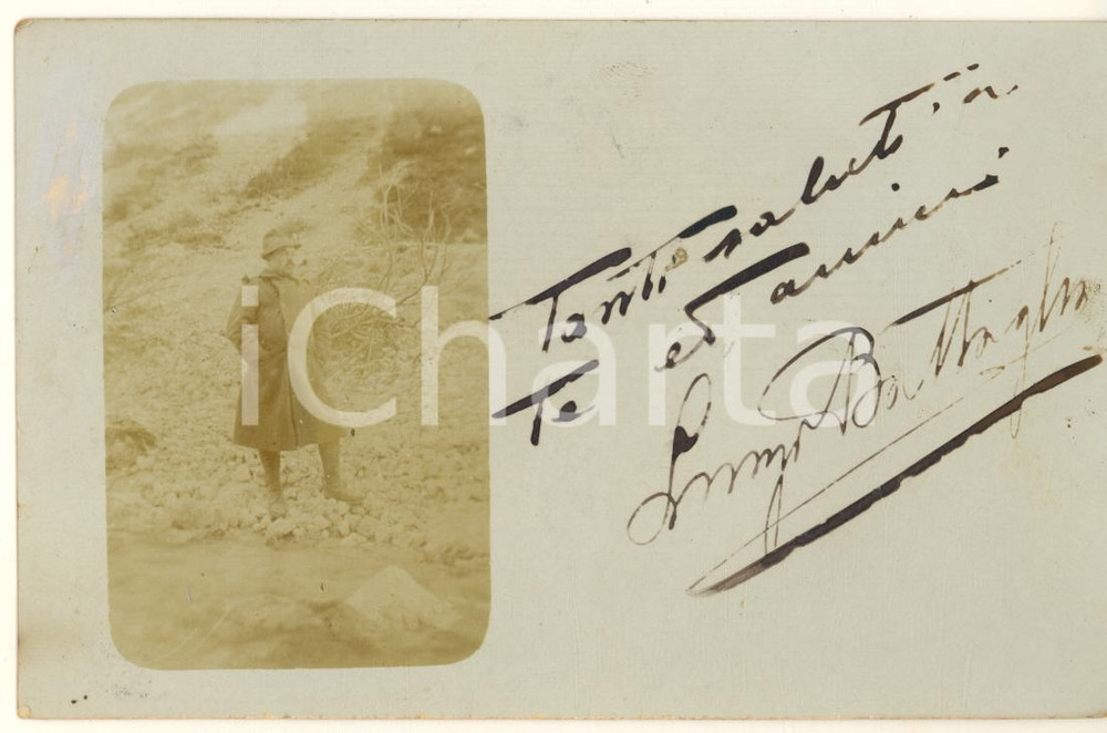 Fotografia d epoca originale 1916 WW1 ZONA DI GUERRA Alpino Luigi BATTAGLIA  Foto cartolina autografa 1